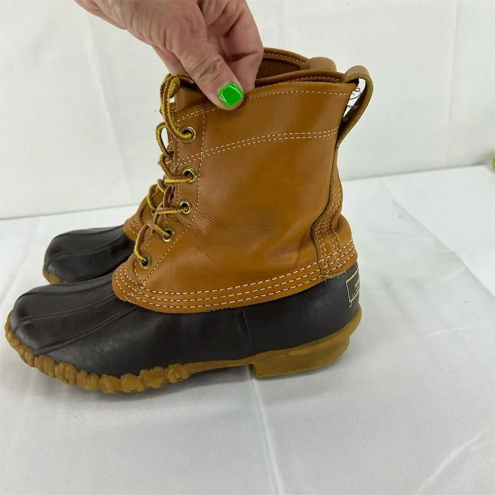Vintage Original USA Made L.L. Bean Women's Duck Boots Size 6 Brown Ankle Rain